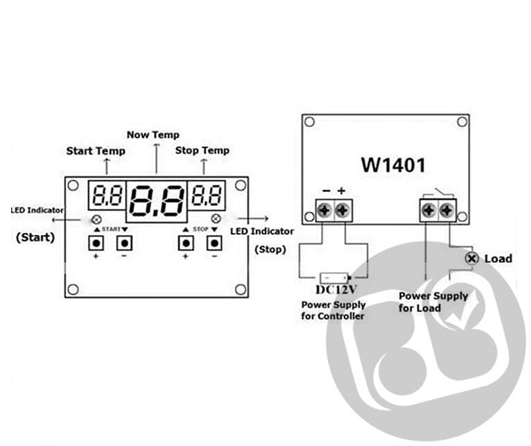 نحوه اتصالات ماژول ترموستات و کنترل دما XH-W1401
